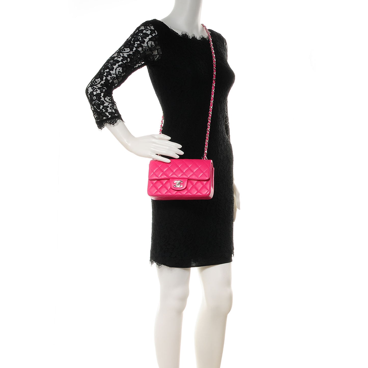 Lambskin Quilted Mini Flap Dark Pink