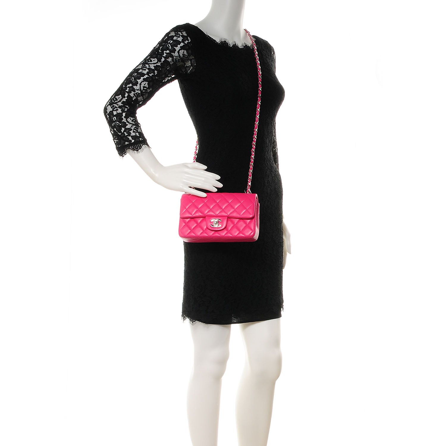 Chanel Lambskin Quilted Mini Flap Dark Pink 2 of 8