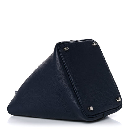 Hermes Taurillon Clemence Swift Eclat Picotin Lock 18 PM Bleu Nuit Rose Pourpre 4 of 9