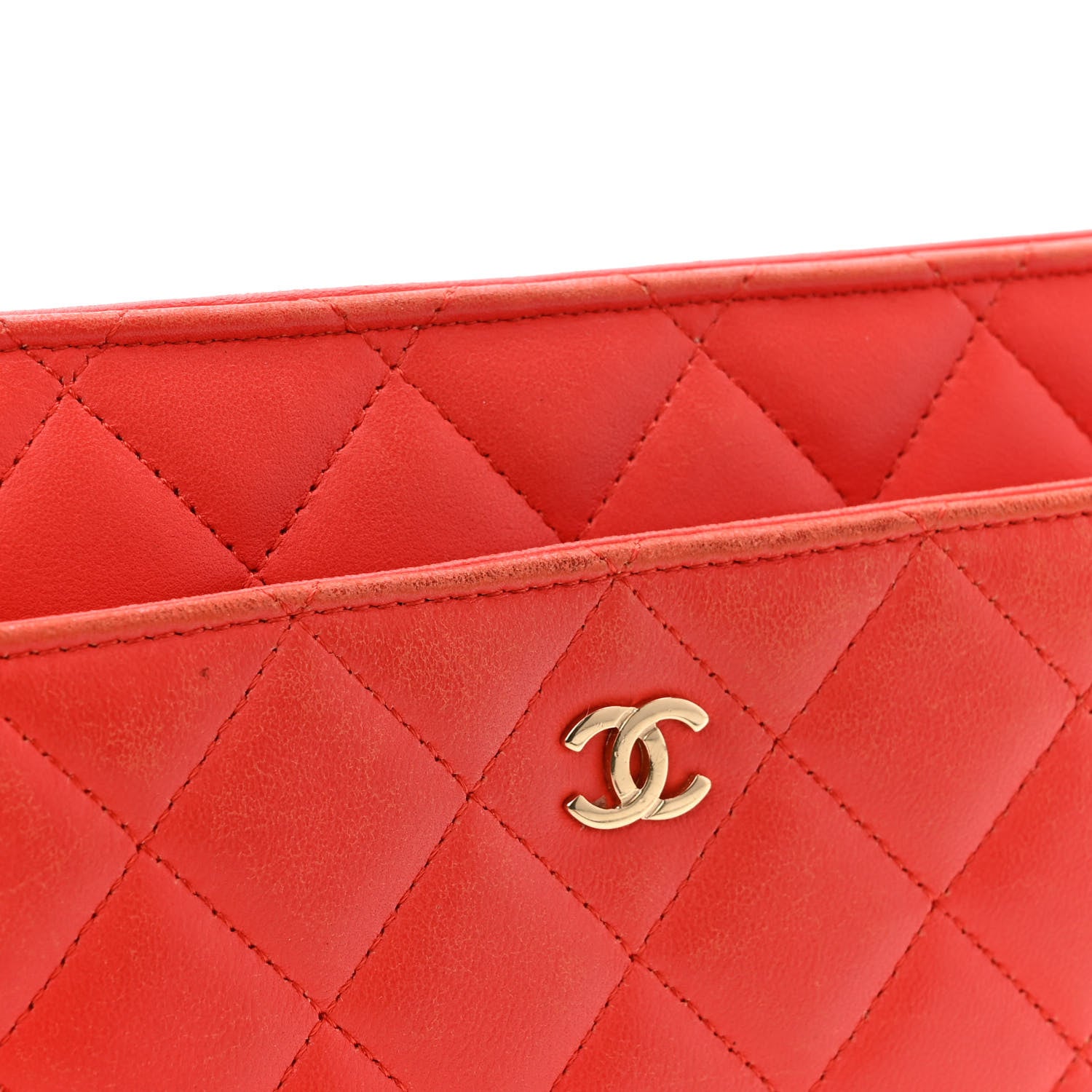 Chanel Lambskin Quilted Wallet On Chain WOC Red 12 of 17