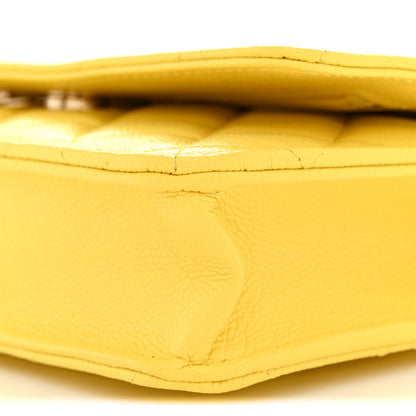 Chanel Caviar Quilted Wallet on Chain WOC Yellow 10 of 10