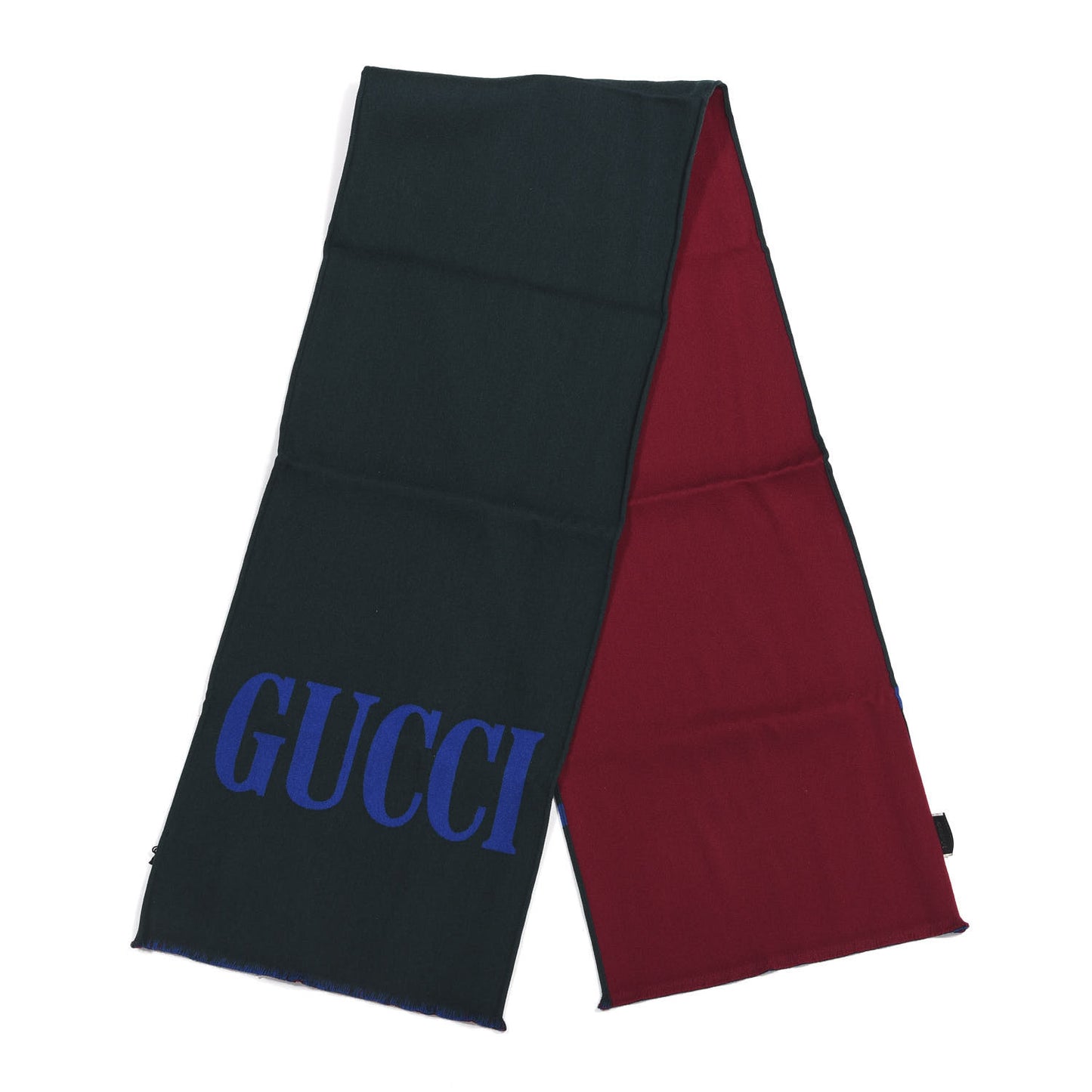 Wool Silk Guccium Scarf Petroleum Blue Bordeaux