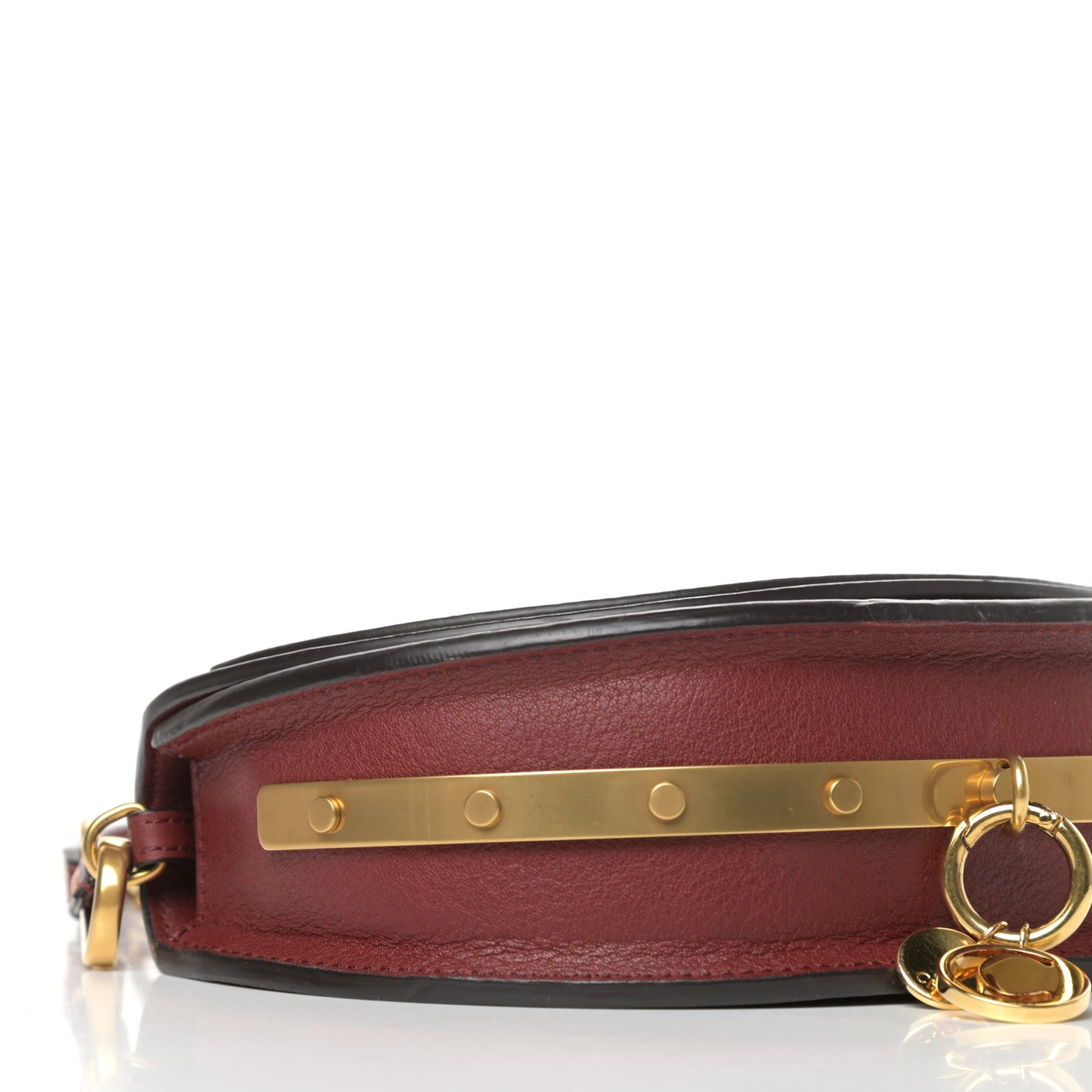 Calfskin Small Nile Bracelet Minaudiere Bag Sienna Red