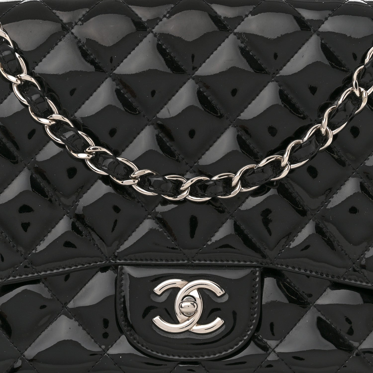 Chanel Patent Quilted Jumbo Single Flap Black 8 of 12