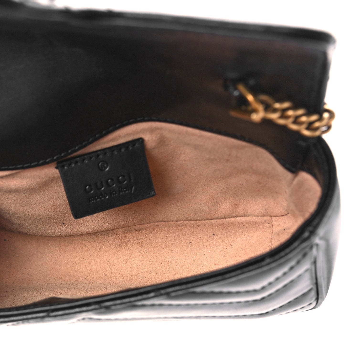 Calfskin Matelasse Super Mini GG Marmont Shoulder Bag Black