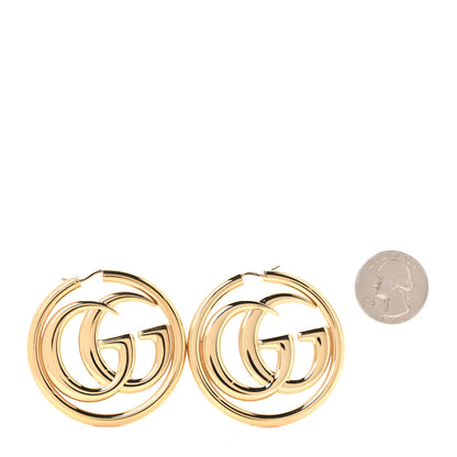 Gucci Metal GG Marmont Hoop Earrings Gold 2 of 4