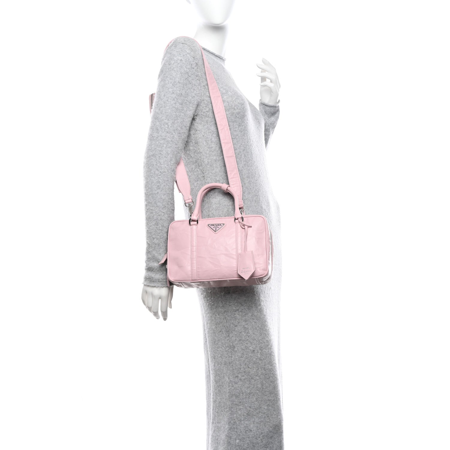 Prada Nappa Antique Medium Re-Edition 2001 Two Handle Bag Alabastro 2 of 16
