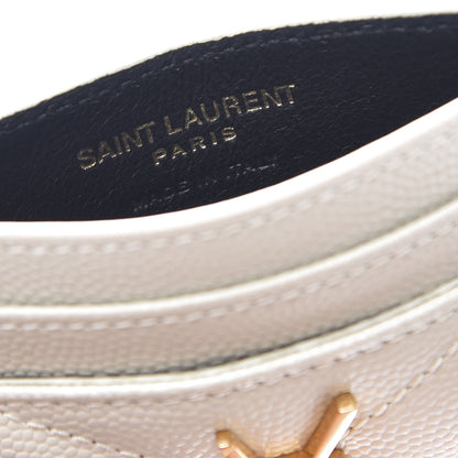 Saint Laurent Grain De Poudre Matelasse Chevron Monogram Credit Card Case Blanc Vintage 6 of 10