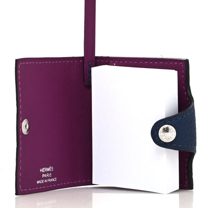 Hermes Togo Swift Verso Ulysse Nano Bag Charm Bleu Saphir Anemone 3 of 4