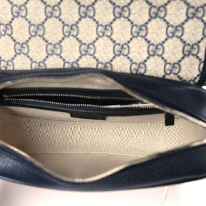 Gucci GG Supreme Monogram Textured Dollar Calfskin Web Studded Mini Ophidia Flap Shoulder Bag Beige Blue 5 of 9