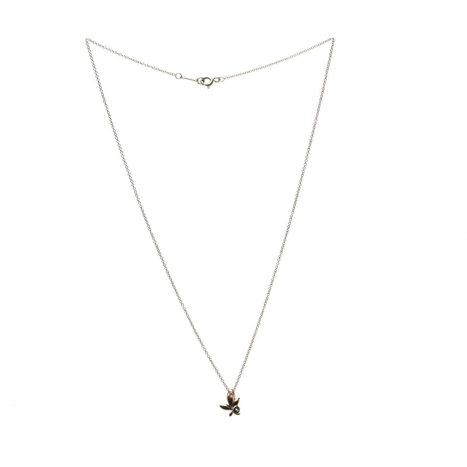 Tiffany 18K Yellow Gold Diamond Paloma Picasso Olive Leaf Pendant Necklace 3 of 6