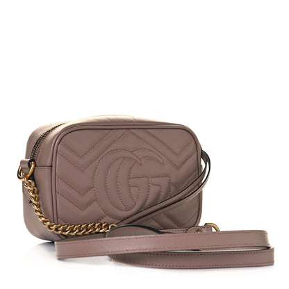Gucci Calfskin Matelasse Mini GG Marmont Chain Shoulder Bag Porcelain Rose 2 of 8