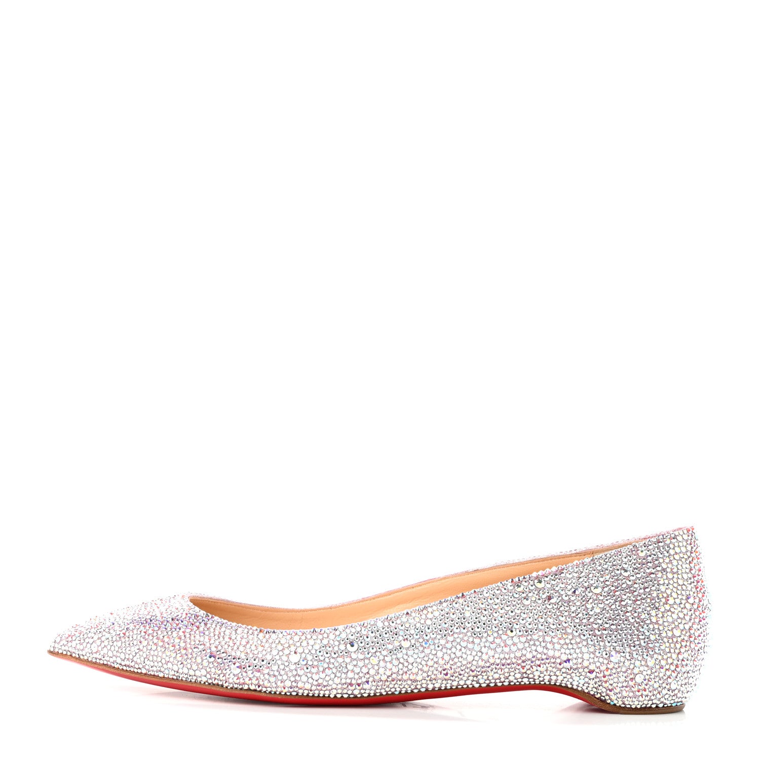 Christian Louboutin Suede Metal Pigalle Follies Strass Flats 40.5 Version Aurore Borea 1 of 10