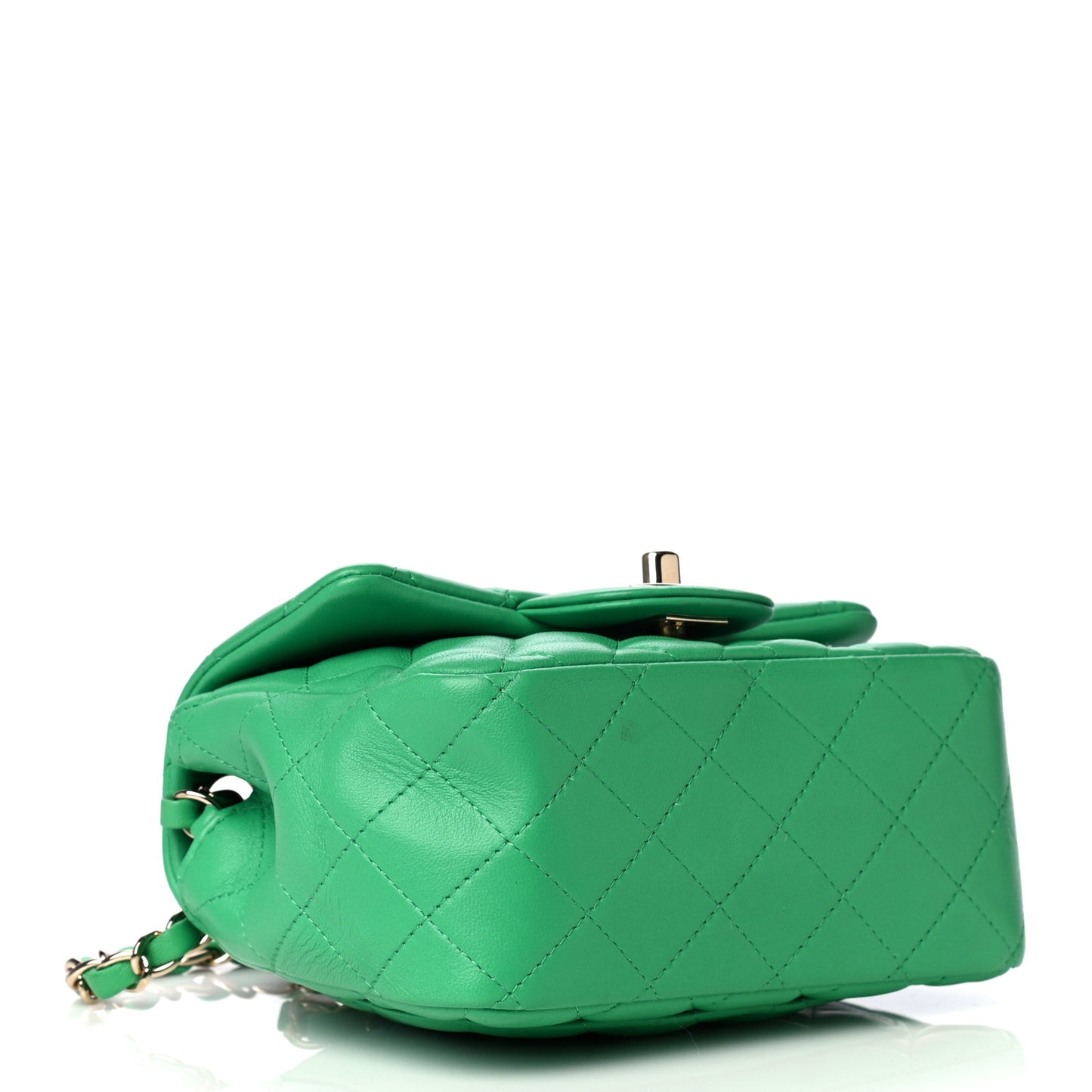 Lambskin Quilted Mini Square Flap Green