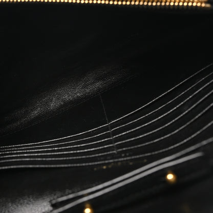 Saint Laurent Grain De Poudre Matelasse Chevron Monogram Chain Wallet Black 5 of 9