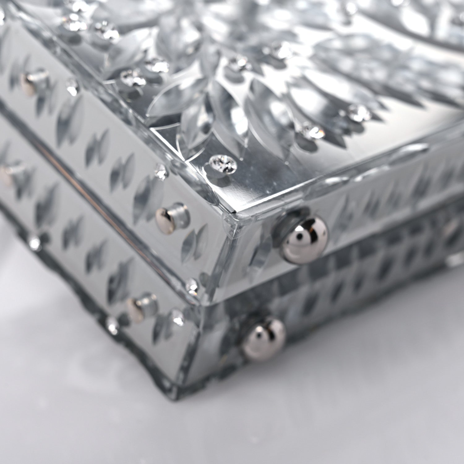 Dolce & Gabbana Crystal Embellished Plexiglass Dolce Box Clutch Silver 9 of 10