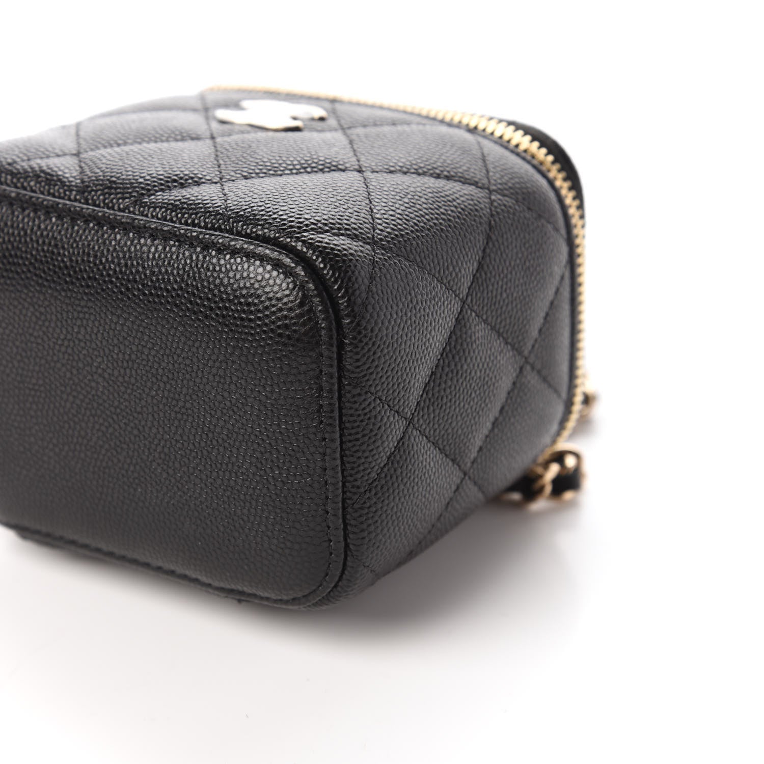 Chanel Caviar Quilted Mini Pearl On Top Vanity Case With Chain Black 7 of 11