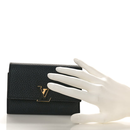 Louis Vuitton LOUIS VUITTON Taurillon Capucines Compact Wallet Black 2 of 7