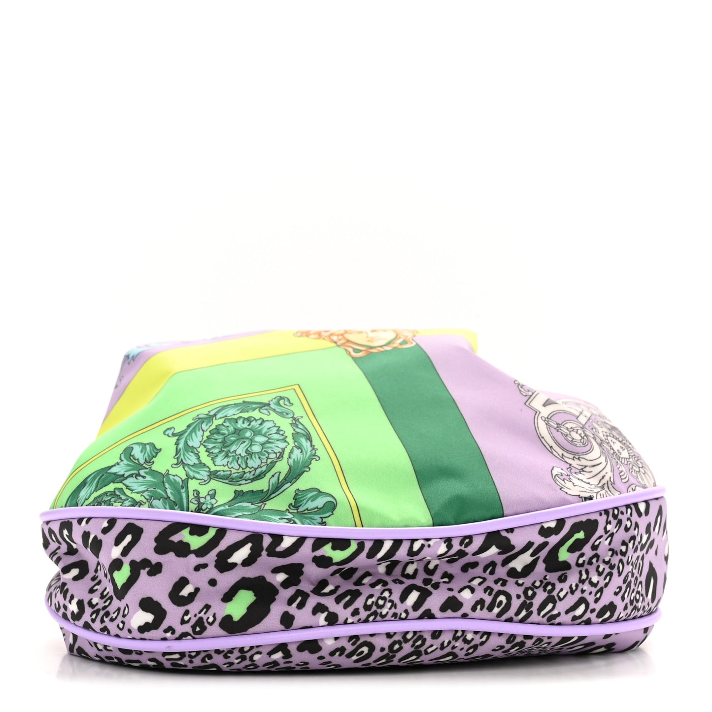 Nylon Calfskin Barocco Mosaic Print Hobo Bag Jacaranda Multicolor