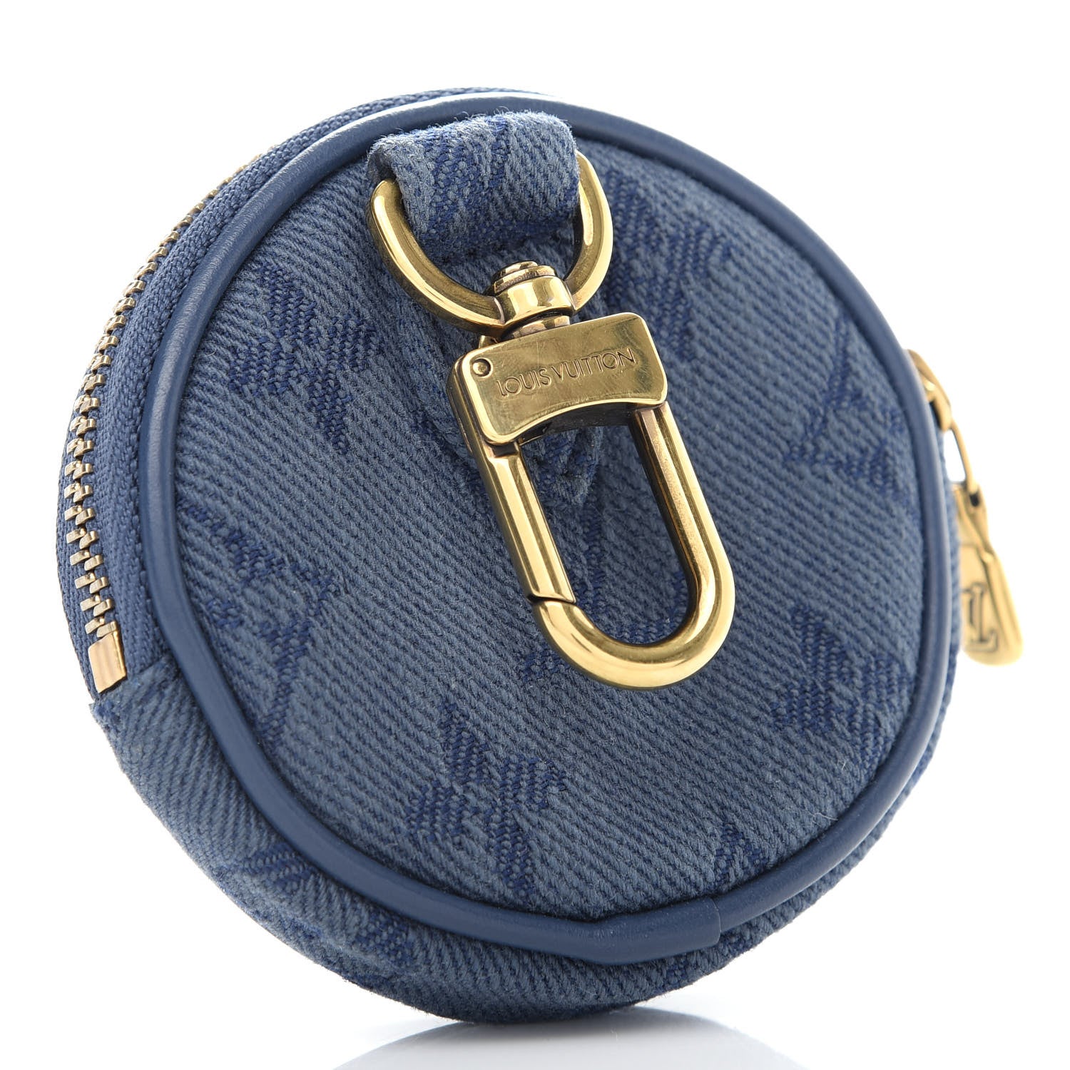 Louis Vuitton Monogram Denim Round Coin Purse Navy 2 of 4
