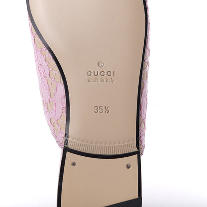 Gucci Lace Malaga Kid Womens Princetown Slippers 35.5 Sugar Pink Skin Rose 8 of 10