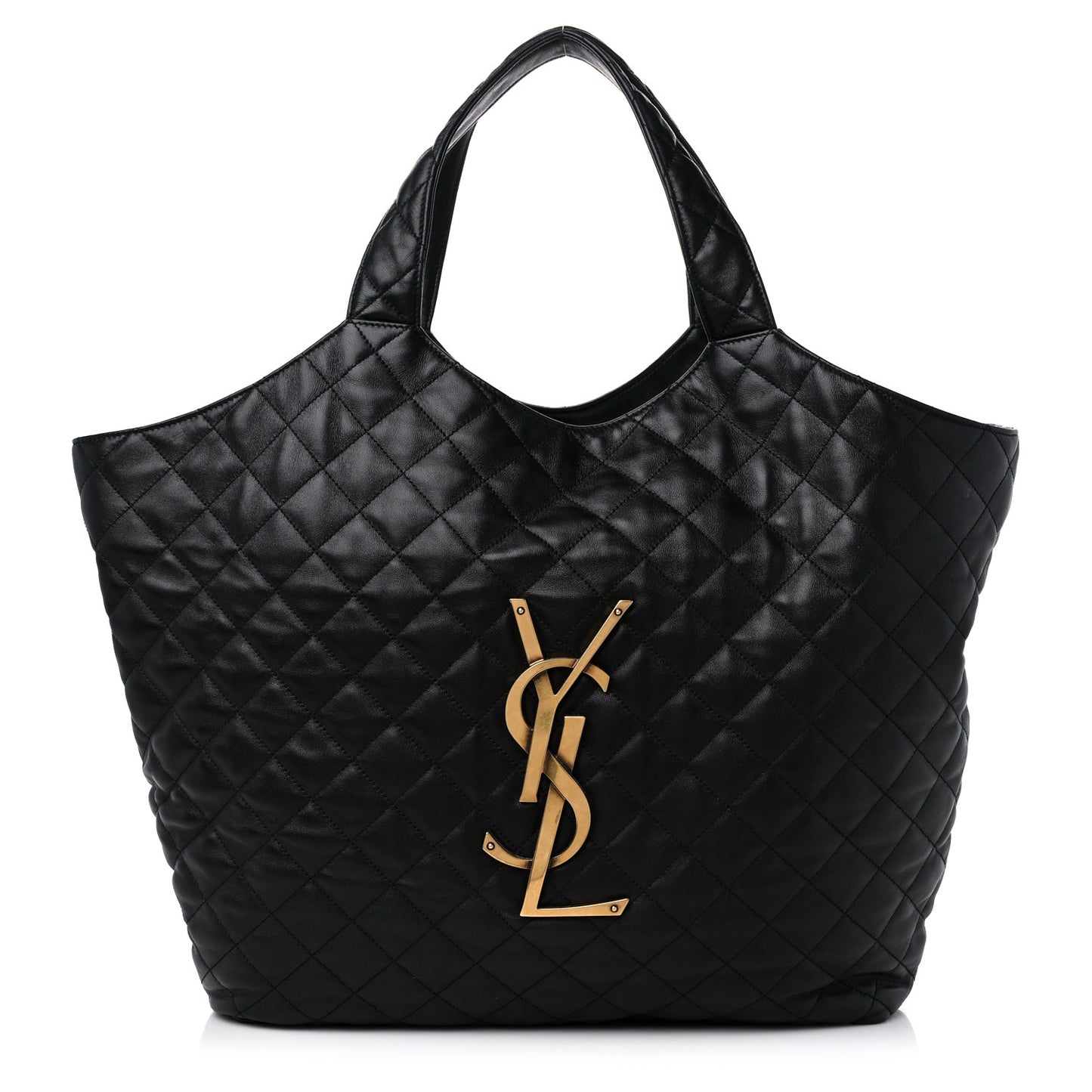 Lambskin Quilted Maxi Icare Shopping Tote Black