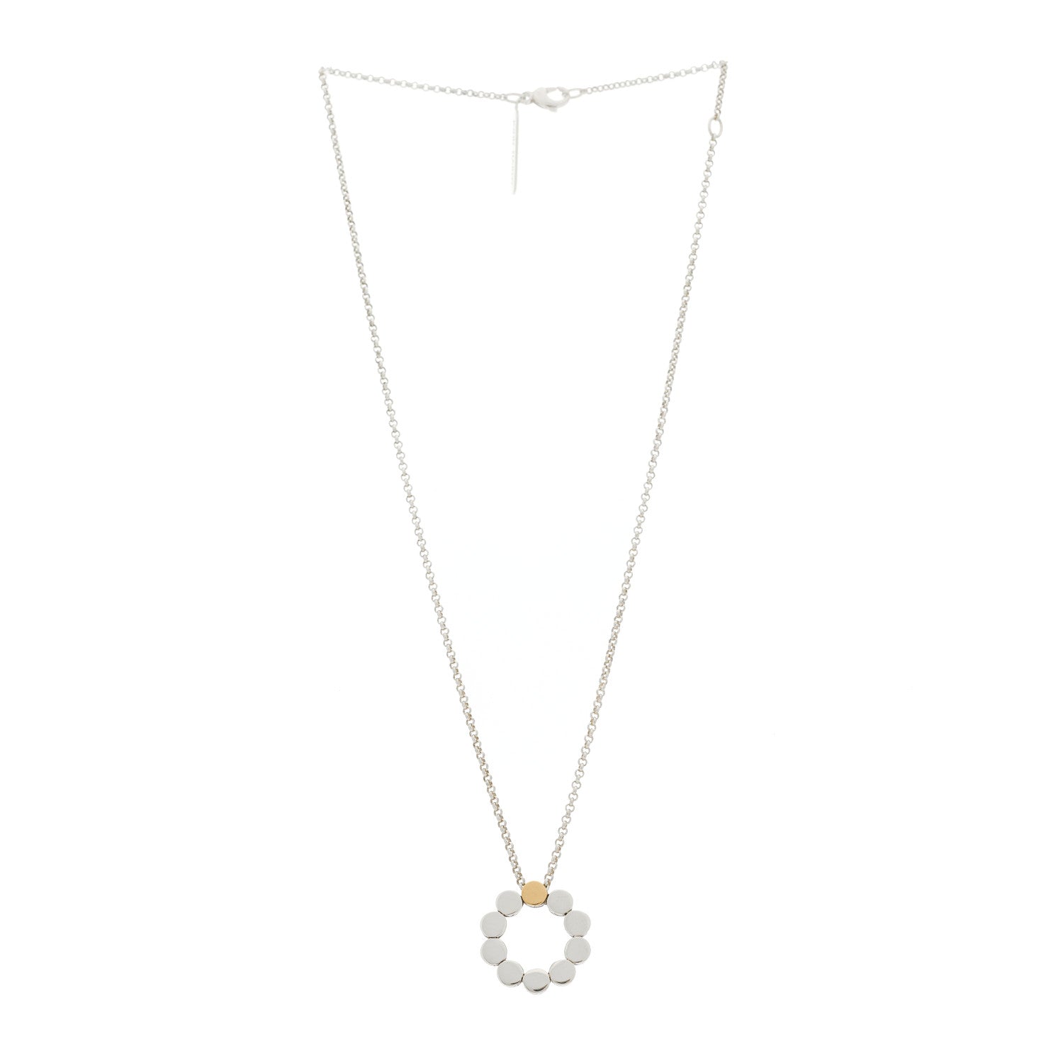 John Hardy Sterling Silver 18K White Yellow Gold Circle Dot Pendant Necklace 3 of 5