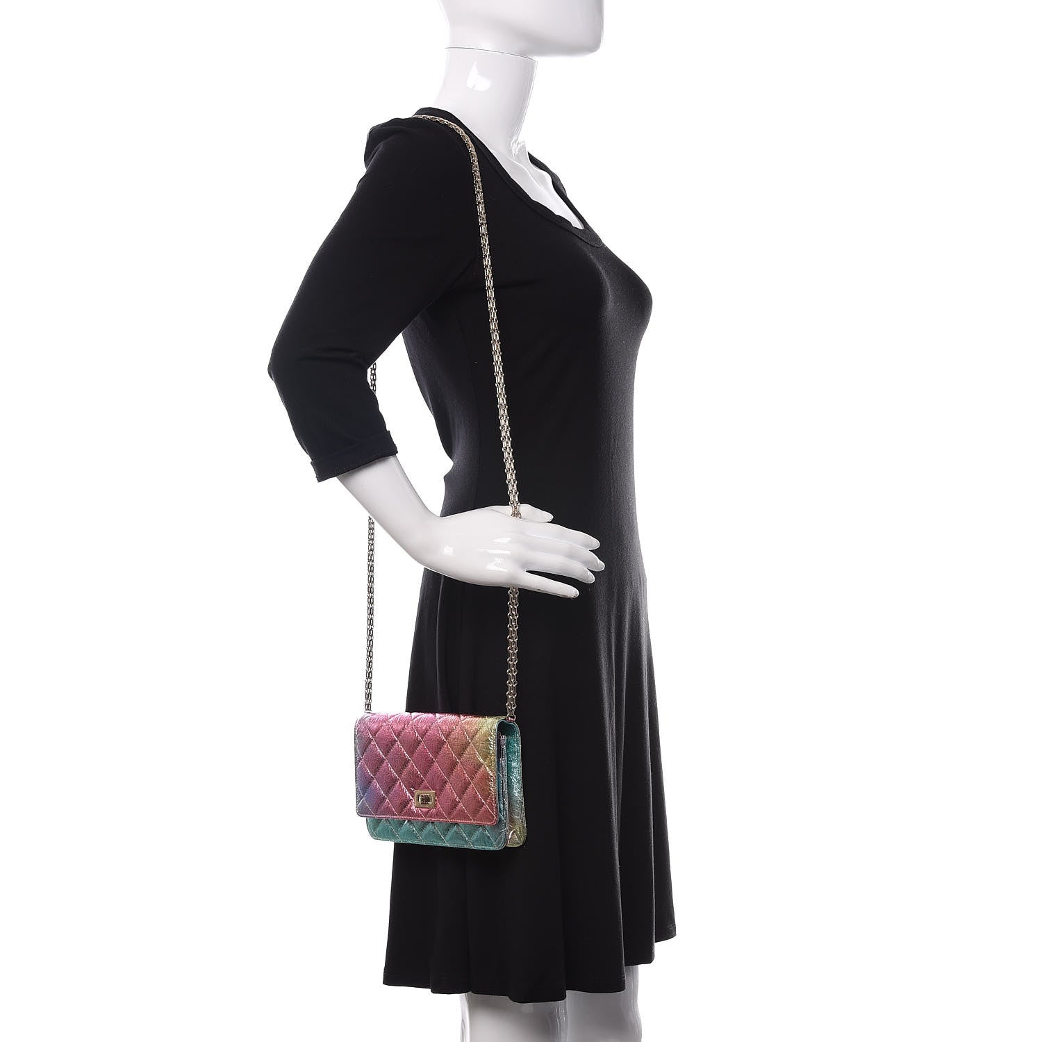 Chanel Metallic Goatskin Quilted 2.55 Reissue Wallet on Chain WOC Multicolor 2 of 12