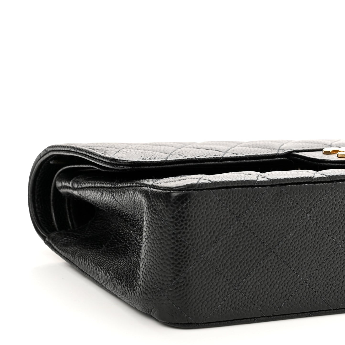 Caviar Quilted Medium Double Flap Black
