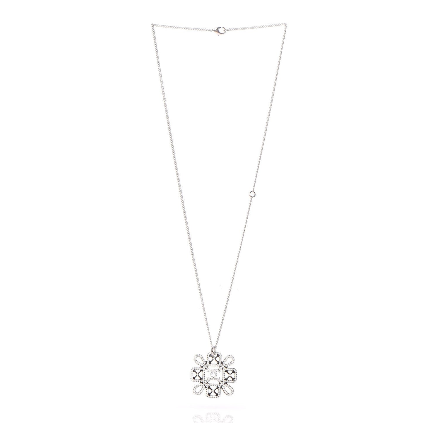 Crystal CC Pendant Necklace Silver