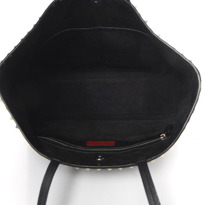 Valentino Garavani Grained Calfskin Small Rockstud Shoulder Tote Black 5 of 12