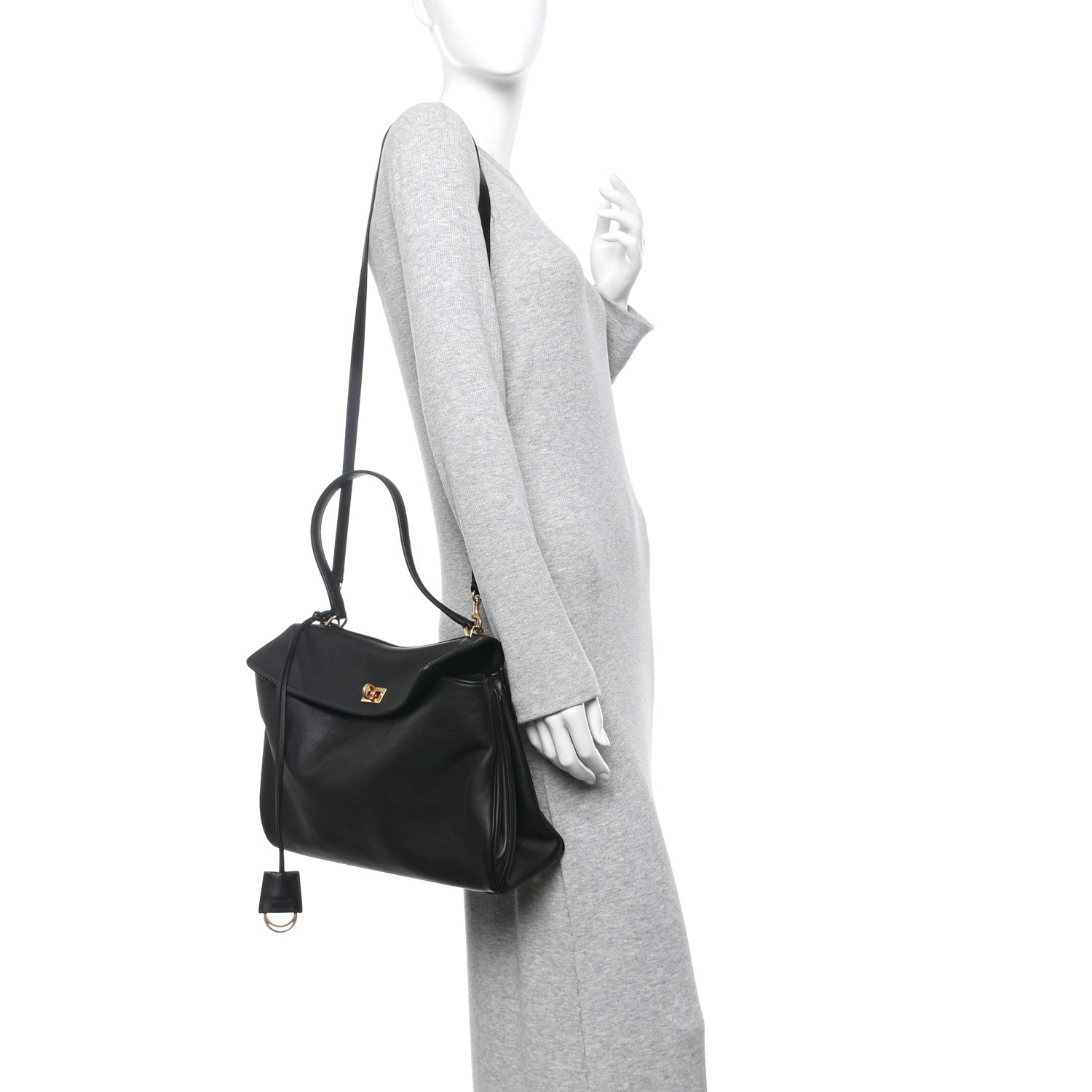 Balenciaga Natural Smooth Calfskin Medium Rodeo Top Handle Handbag Black 2 of 11