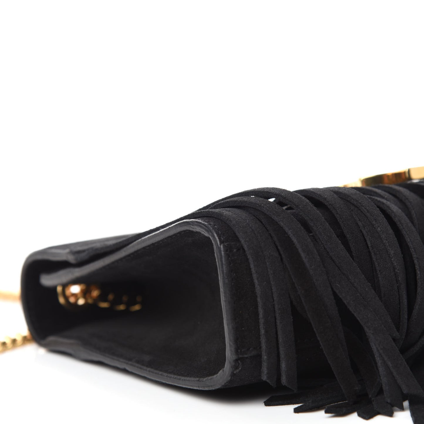 Suede Fringe Baby Monogram Satchel Black