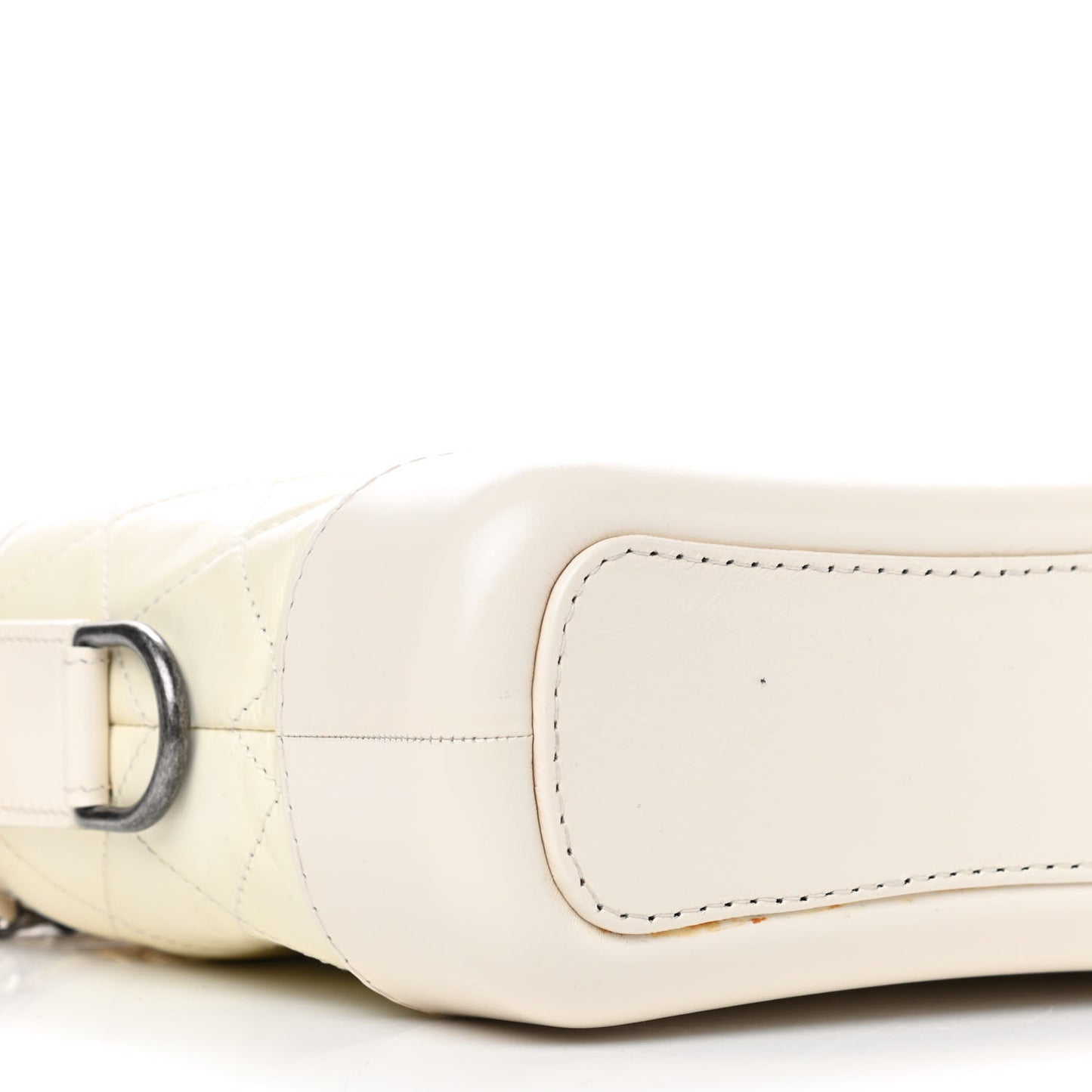 Aged Calfskin Quilted Small Gabrielle Hobo White