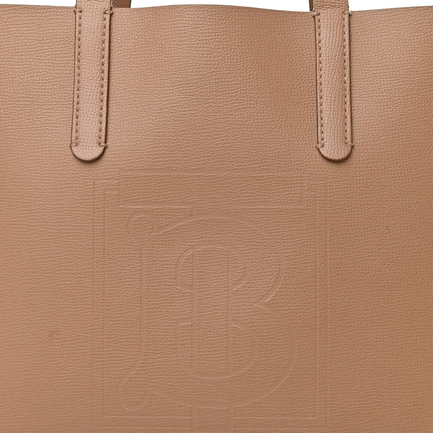 Burberry Calfskin TB Motif Embossed Medium Tote Camel 7 of 13