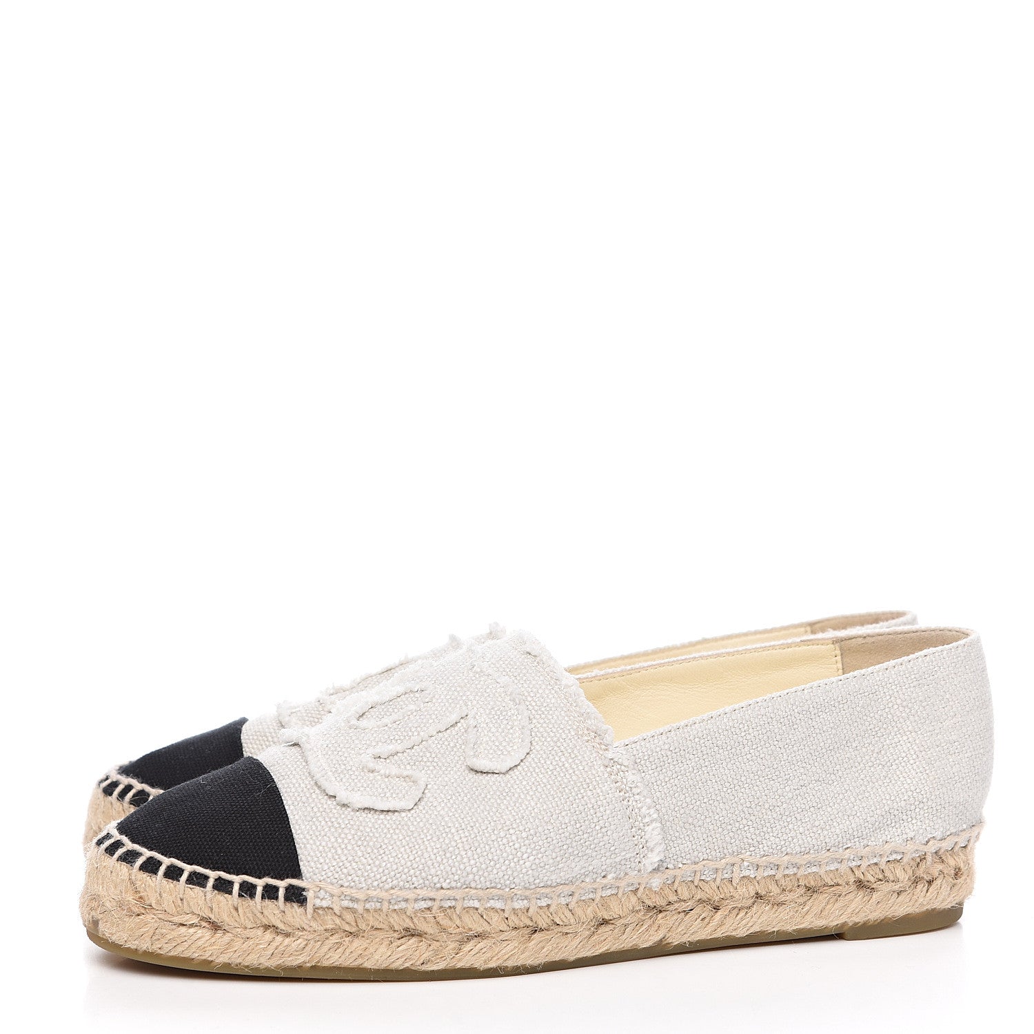 Chanel Linen CC Espadrilles 36 Beige Black 3 of 11