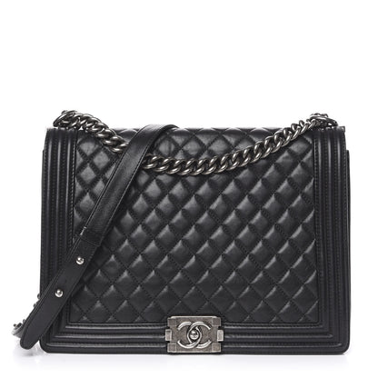 Chanel Lambskin Quilted Large Boy Flap Black 1 of 12