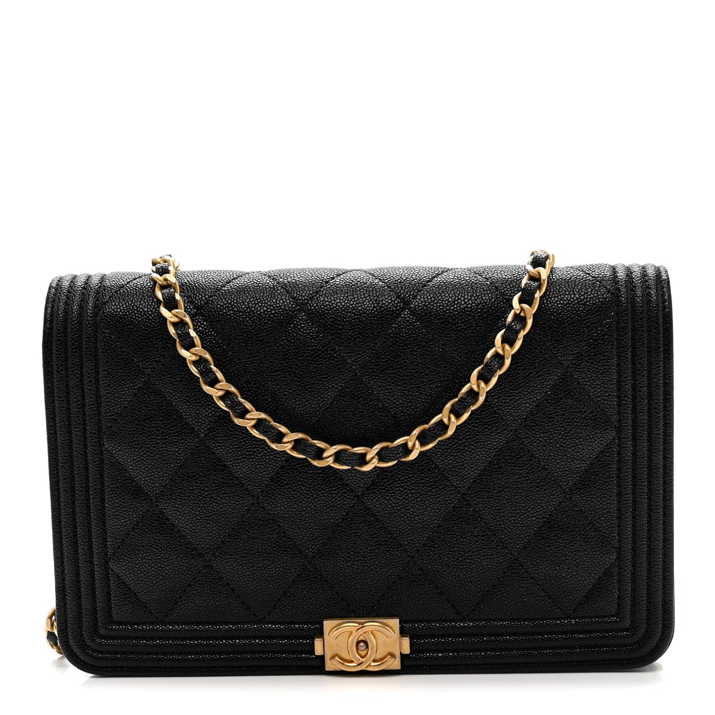 Caviar Quilted Boy Wallet On Chain WOC Black