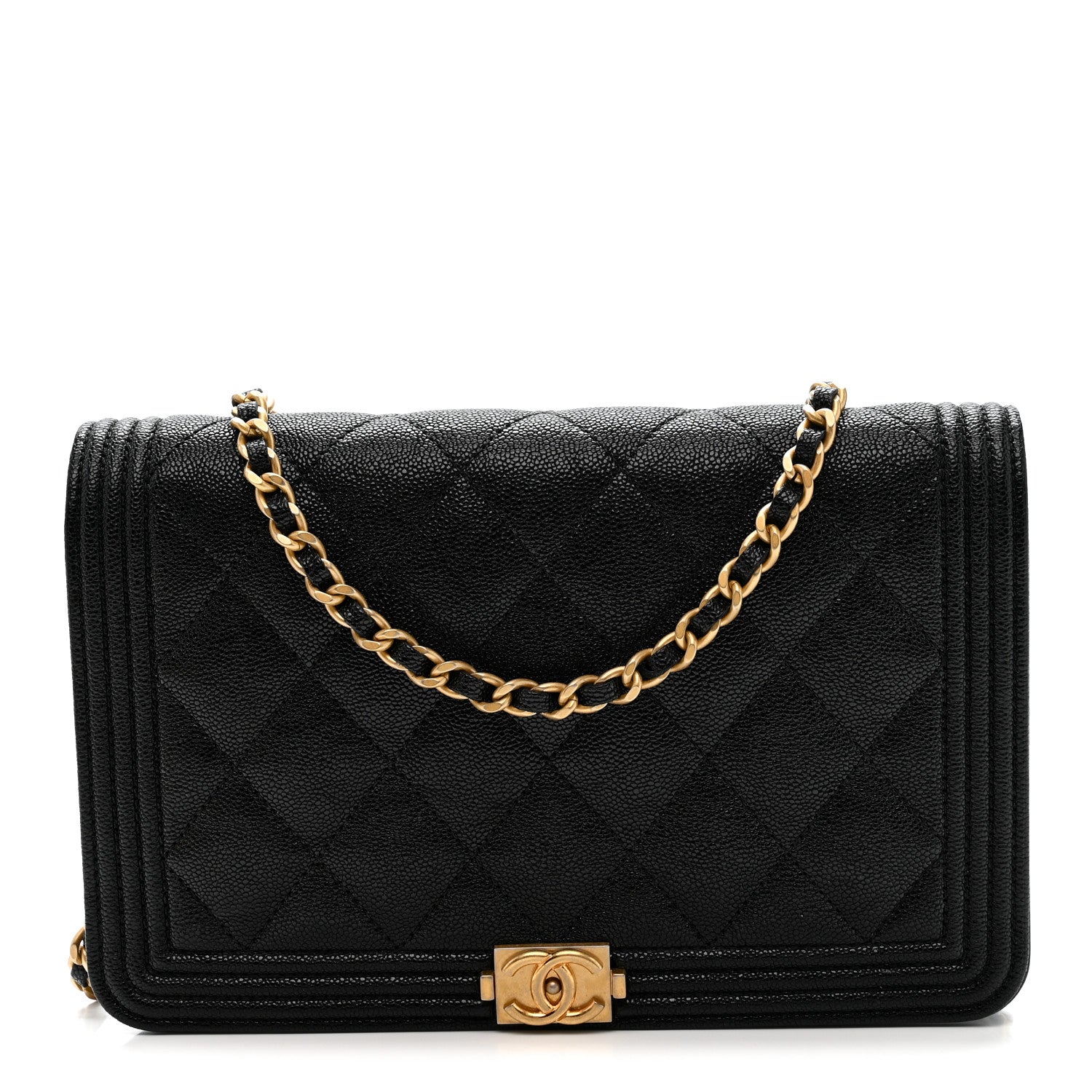 Chanel Caviar Quilted Boy Wallet On Chain WOC Black 1 of 12