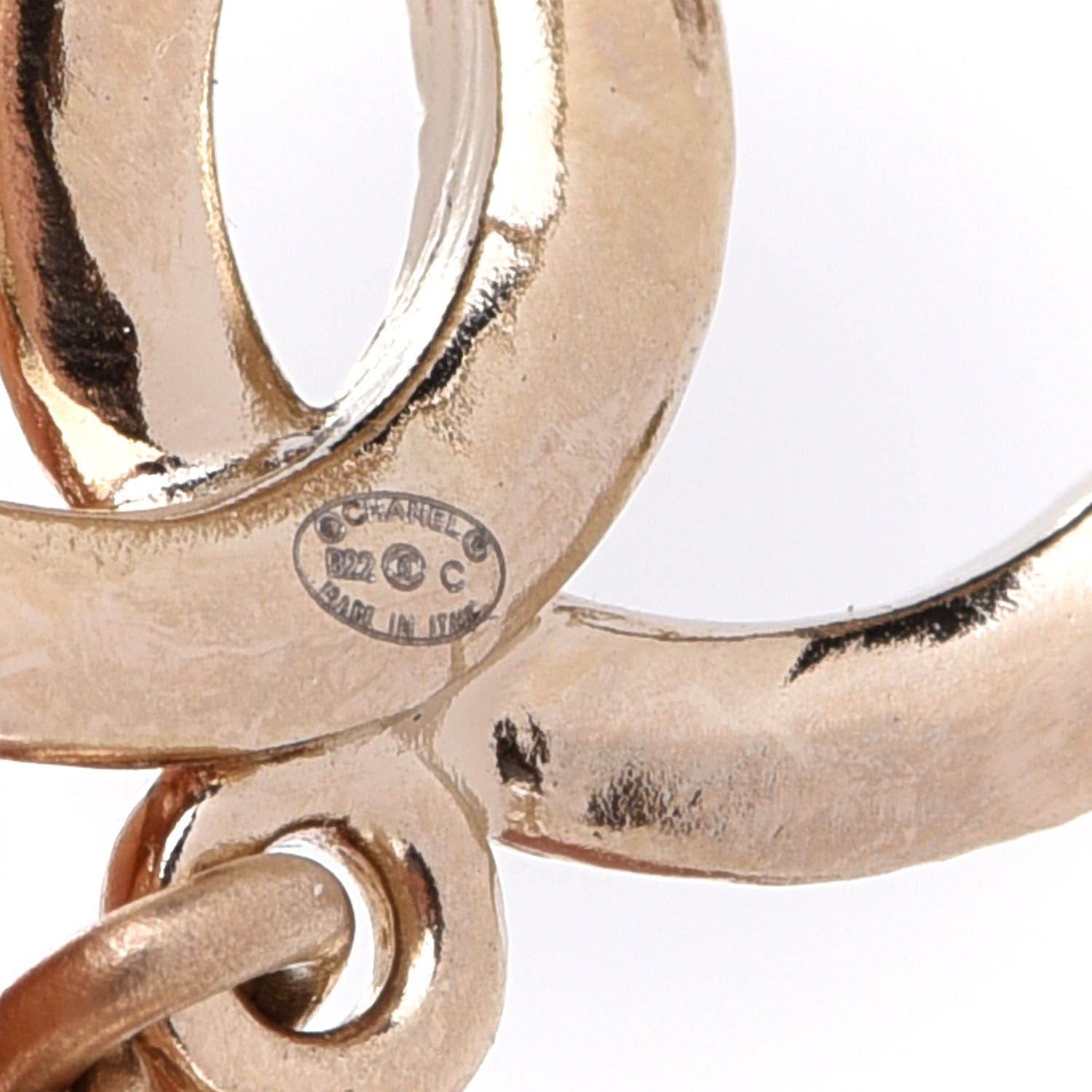 Chanel Pearl CC Heart Drop Earrings Gold 4 of 5