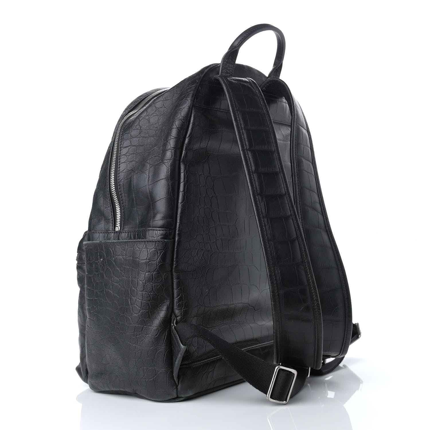 MCM Calfskin Crocodile Embossed Medium Luxus Backpack Black 3 of 13