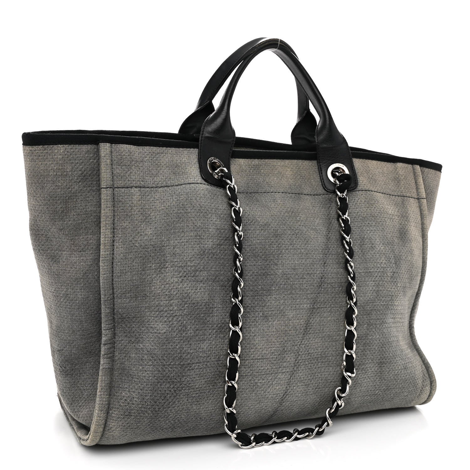 Chanel Canvas Medium Deauville Tote Grey 3 of 10