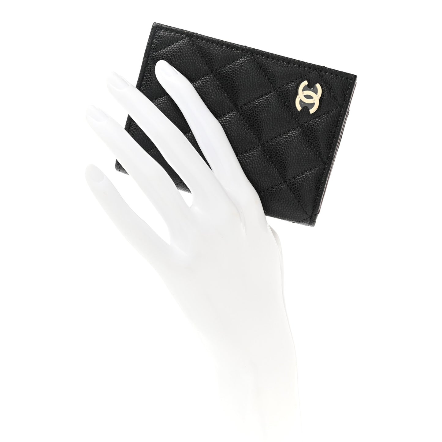 Caviar Quilted Card Holder Wallet Black