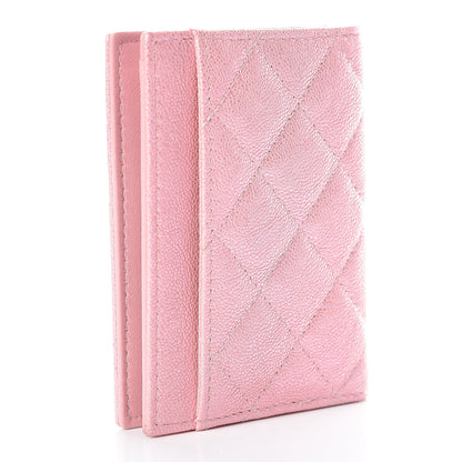 Chanel Iridescent Caviar Quilted Card Holder Wallet Rose Pink 3 of 10