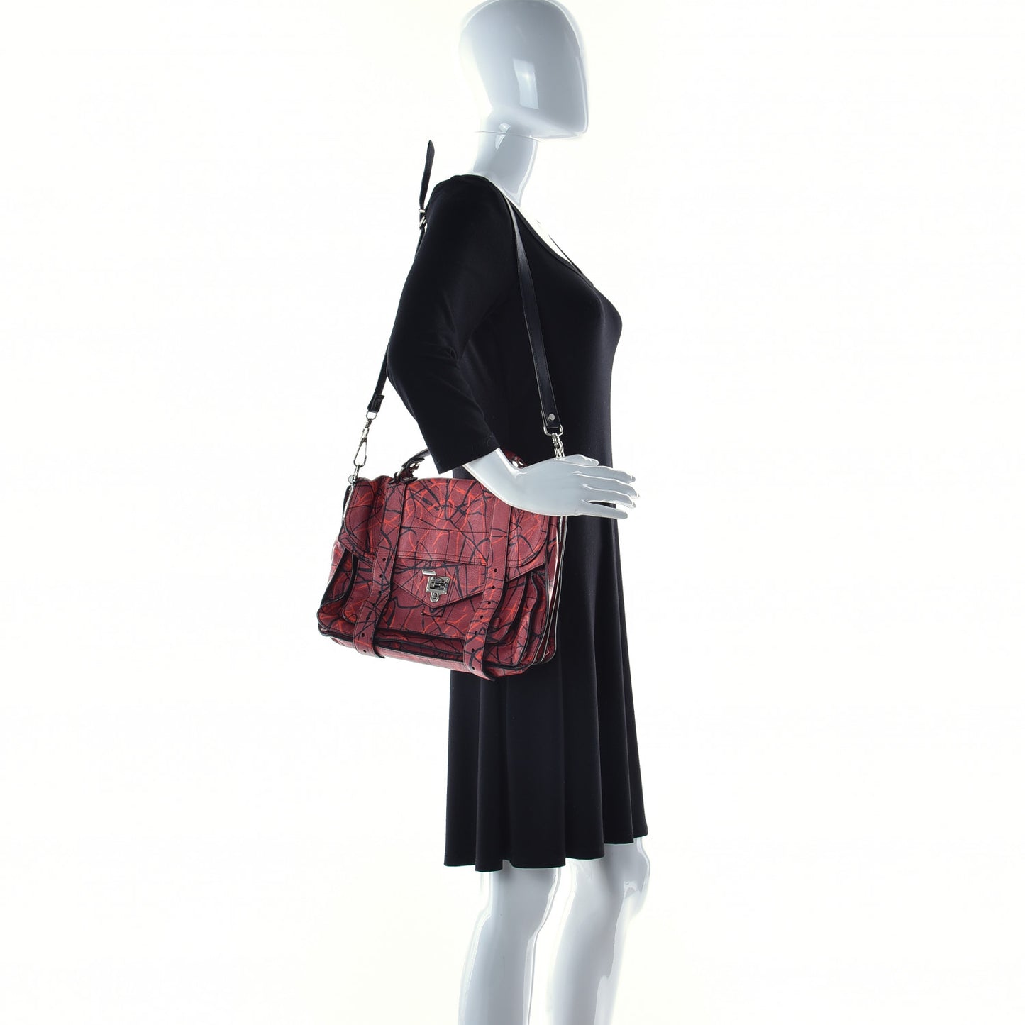 Calfskin Scribble Print Medium PS1 Satchel Red