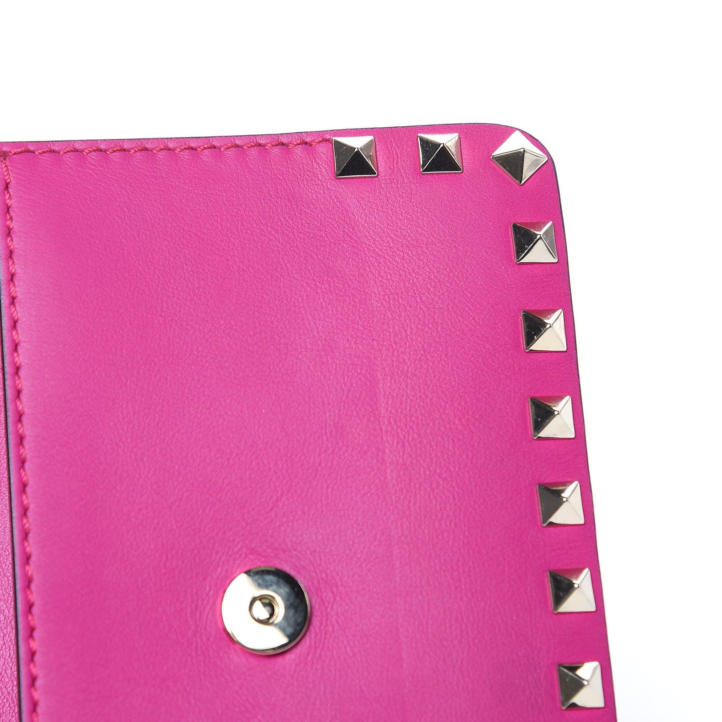 Vitello Rockstud Chain Flap Crossbody Bag Fuxia