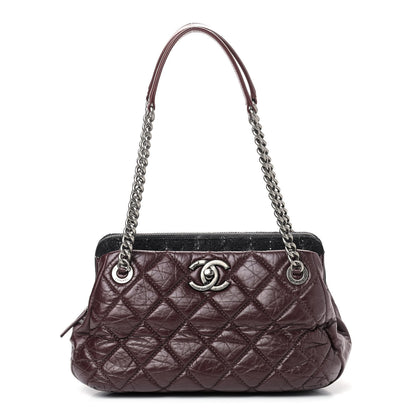 Chanel Aged Calfskin Quilted Tweed Portobello Tote Burgundy 1 of 10