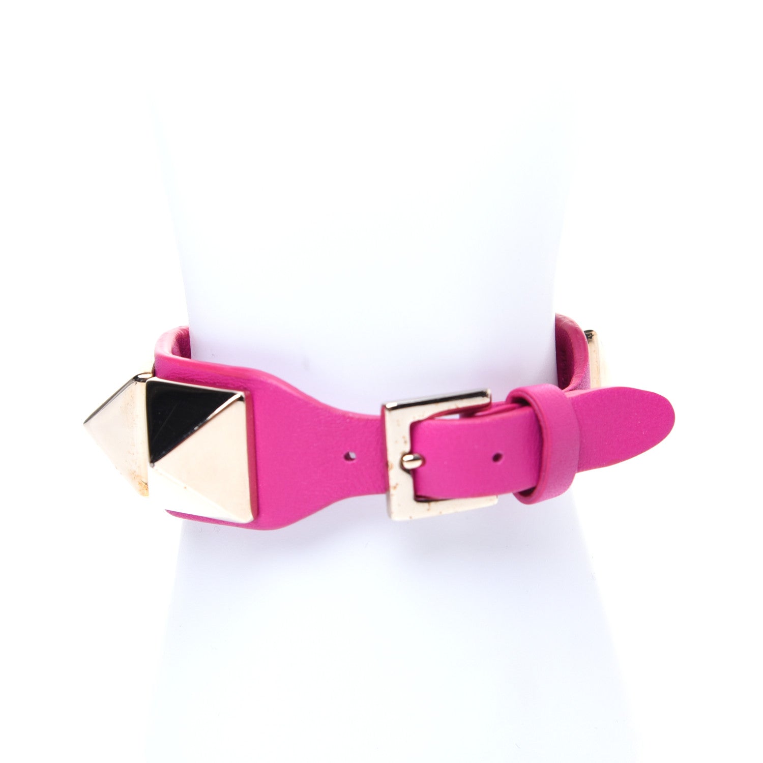 Valentino Garavani Calfskin Macro Rockstud Bracelet Pink 13 of 14