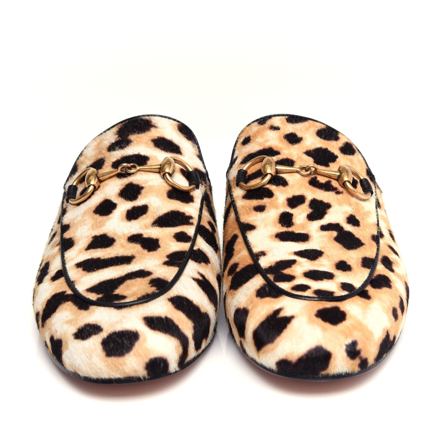 Gucci Calf Hair Leopard Print Womens Princetown Slippers 35 Naturale Black 2 of 11