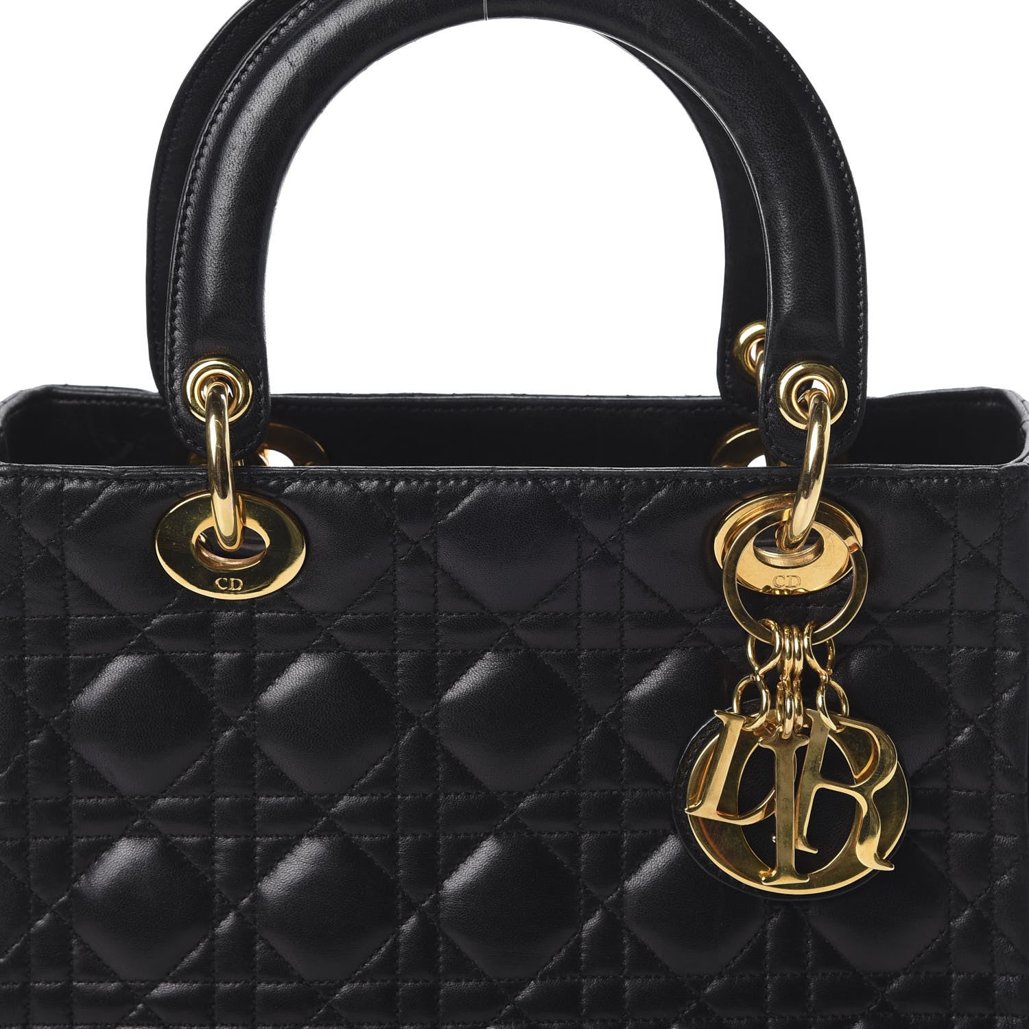 Christian Dior Lambskin Cannage Medium Lady Dior Black 9 of 10
